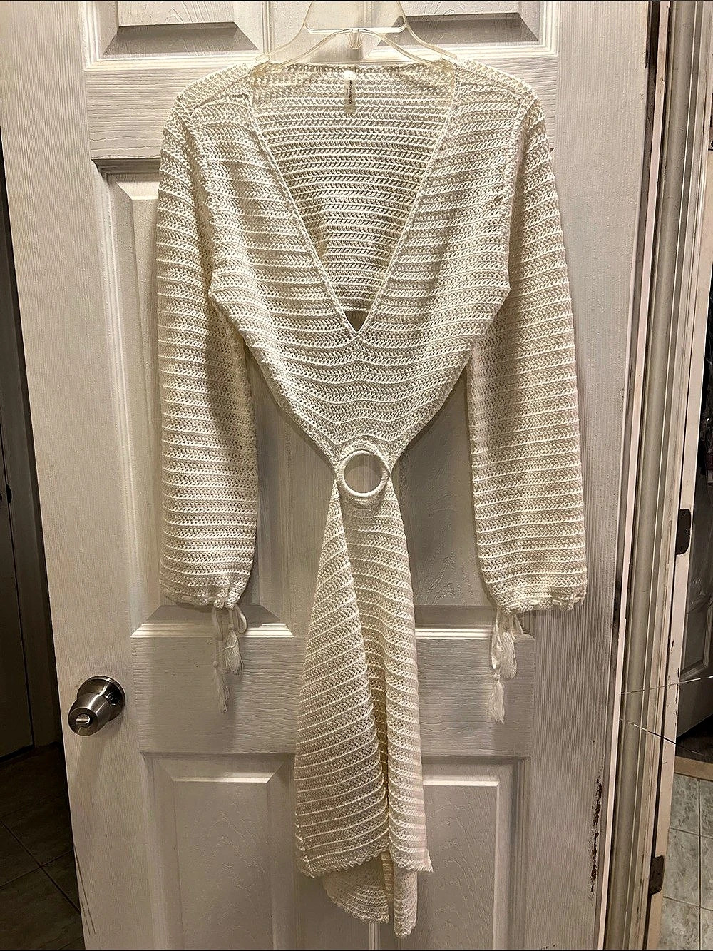 NWOT Devon Windsor Open-Knit Swim Cover-Up Dress in White Size Small